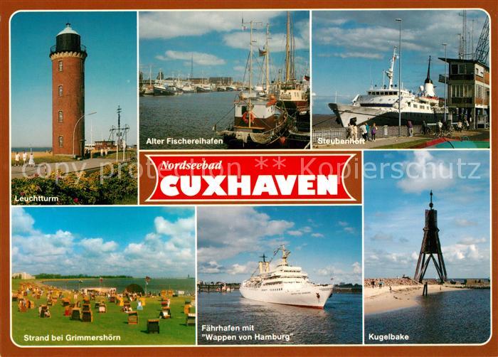 Cuxhaven Nordseebad Leuchtturm Alter Fischereihafen Faehrhafen Wappen von Hambur