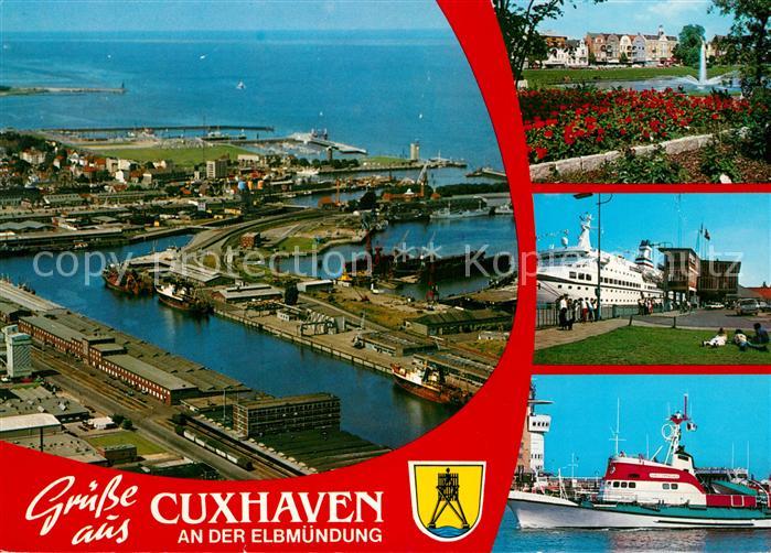 Cuxhaven Nordseebad Fliegeraufnahme Hafen Seenotkreuzer