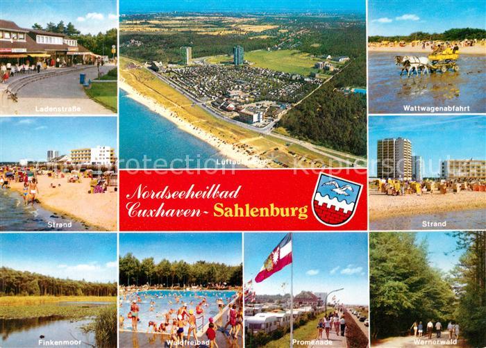 Cuxhaven Sahlenburg Nordseebad Fliegeraufnahme Ladenstrasse Strand Finkenmoor We