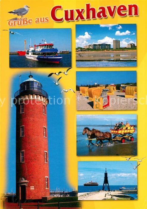 Cuxhaven Nordseebad Leuchtturm Strand Wattwagen