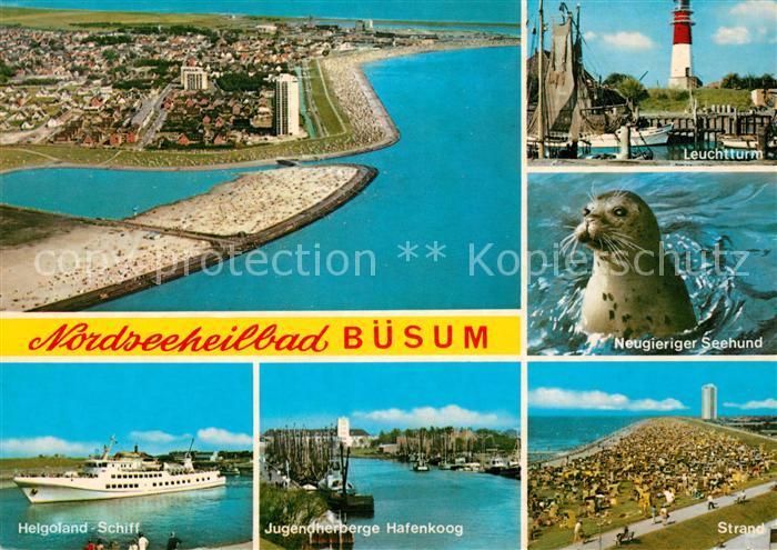 Buesum Nordseebad Fliegeraufnahme Leuchtturm Seehung Helgoland Schiff Jugendherb