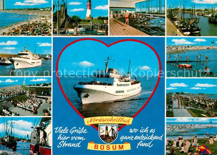 Buesum Nordseebad Leuchtturm Hafen Schwimmbad Faehrschiff Konzert Strand