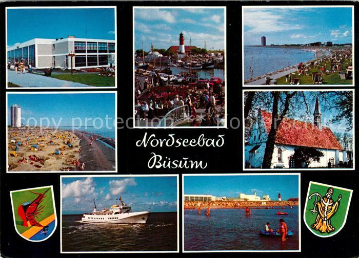 Buesum Nordseebad Kirche Strand Faehrschiff Leuchtturm Wappen