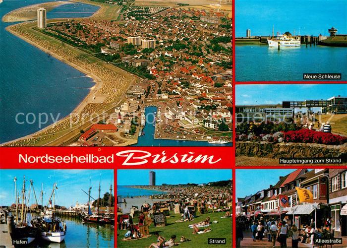 Buesum Nordseebad Fliegeraufnahme Neue Schleuse Hafen Strand Alleestrasse Neue S