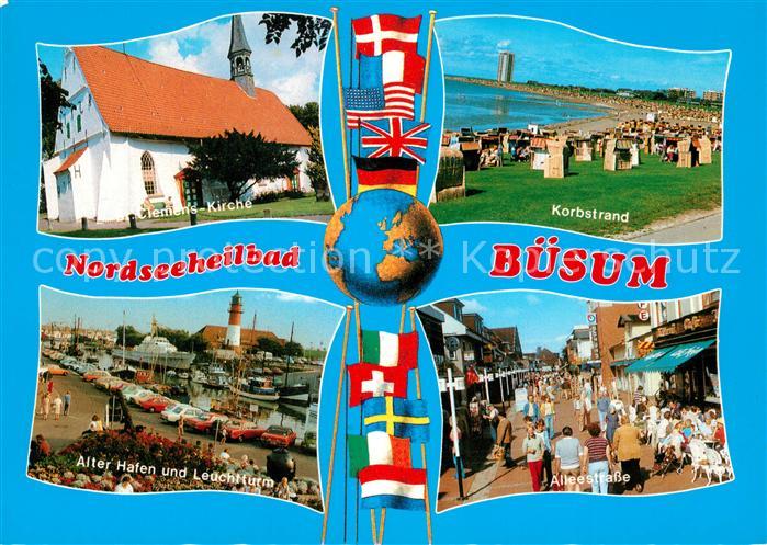 Buesum Nordseebad Clemens Kirche Korbstrand Alter Hafen Leuchtturm Alleestrasse