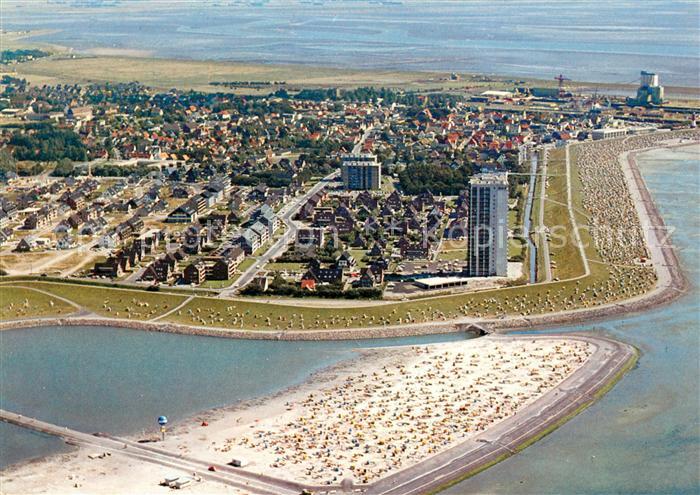 Buesum Nordseebad Fliegeraufnahme Sand Gruenstrand Perlebucht