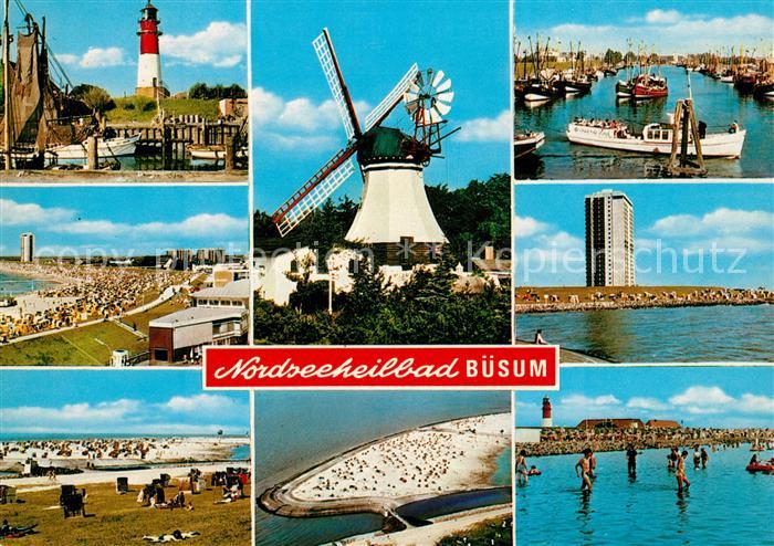 Buesum Nordseebad Leuchtturm Windmuehle Hafen Fliegeraufnahme