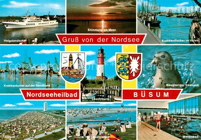 Buesum Nordseebad Helgolandschiff Krabbenfischer Hafen Abendstimmung Strand Well
