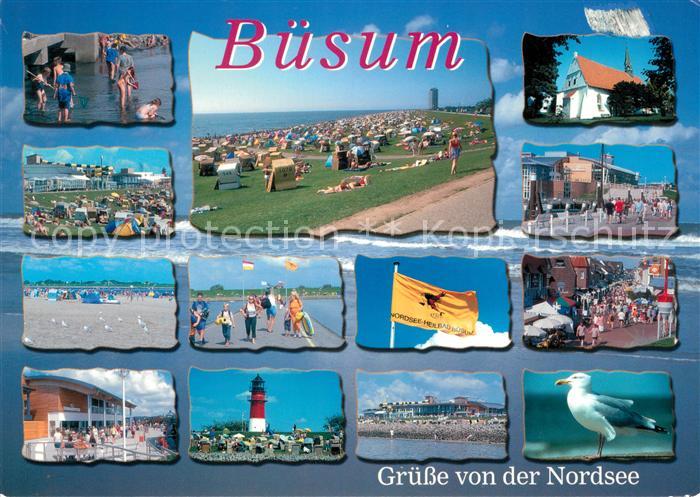 Buesum Nordseebad Strand Leuchtturm Moewe