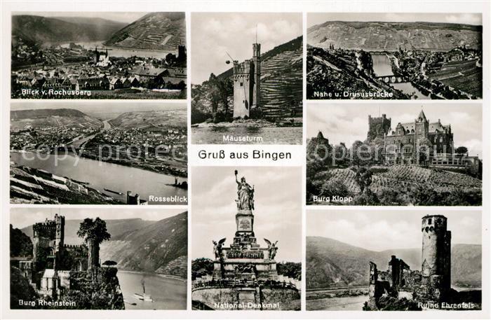 Bingen Rhein Fliegeraufnahmen  Drususbruecke Burg-Klopp Ruine-Ehrenfels National