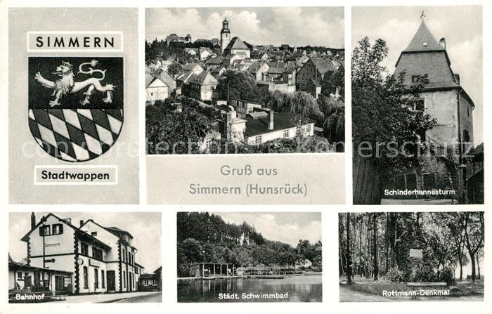 Simmern Hunsrueck Fliegeraufnahme Schinderhannesturm Rottmann-Denkmal Bahnhof Sc