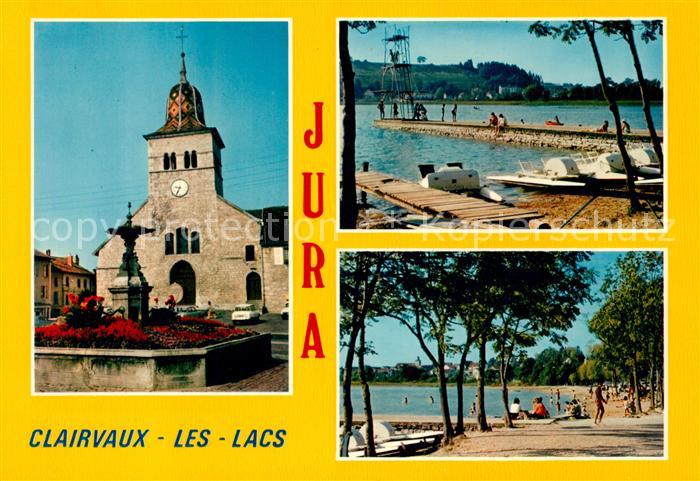 Clairvaux-les-Lacs Jura Strand Kirche Brunnen