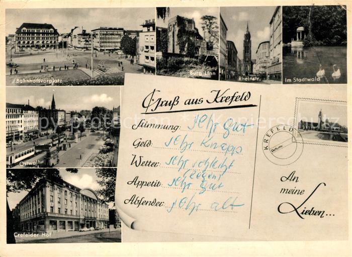 Krefeld Bahnhofsplatz Burg-Linn Rheinstrasse Stadtwald Crefelder-Hof Ostwall