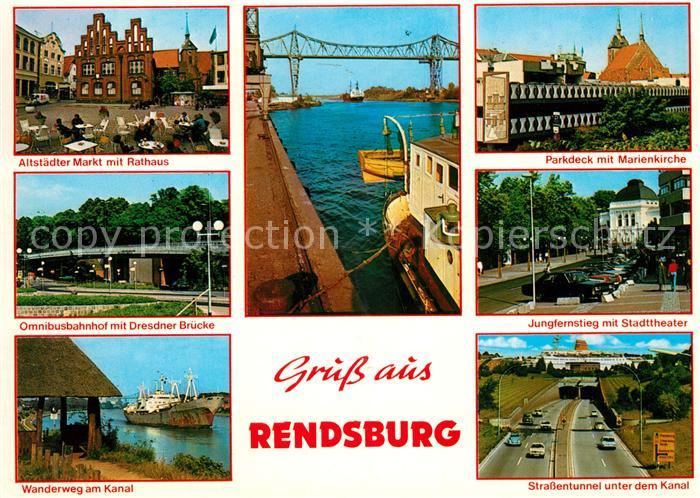 Rendsburg Marktplatz Rathaus Parkdeck Marienkirche Jungfernstieg Kanal