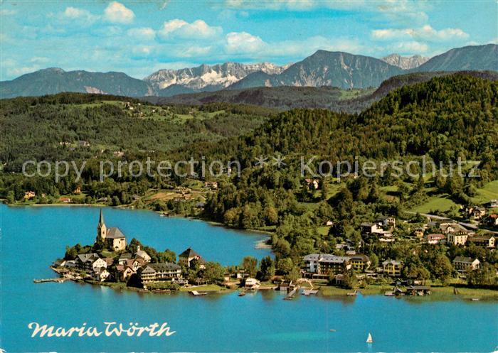 Maria Woerth Woerthersee Fliegeraufnahme mit See Karawankenhaupt