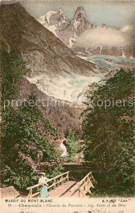 Chamonix Massif du Mont Blanc Chemin du Paradis Aig. Verte et du Dru