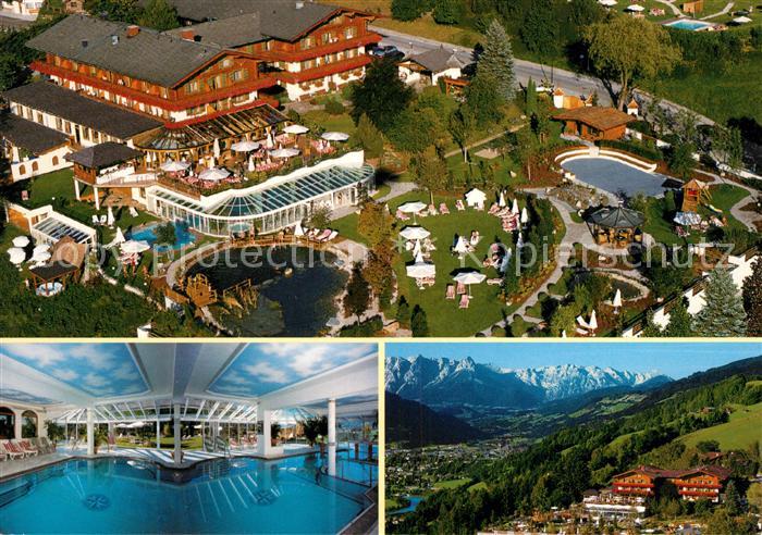 Sankt Johann Pongau Hotel Oberforsthof Hallenbad Alpenpanorama Fliegeraufnahme