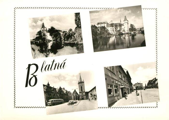 Blatna Ortsmotive mit Kirche Schloss