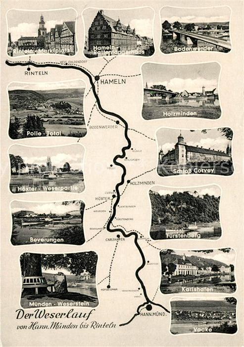 Hann. Muenden Weserlauf bis Rinteln Sehenswuerdigkeiten der Umgebung