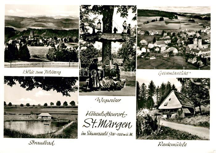 St Maergen Panorama Blick zum Feldberg Schwarzwald Strandbad Wegweiser Rankmuehl