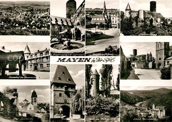 Mayen Genoveraburg Kirche Marktplatz Rathaus Schloss Buerresheim Muehlenturm Bru
