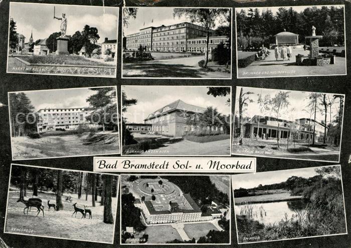 Bad Bramstedt Markt Rolandstatue Kurhaus Brunnen Musikpavillon Kurhotel Rehgeheg