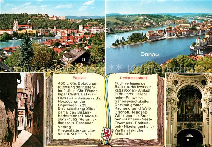 Passau Dreifluessestadt Muendung von Inn und Ilz in die Donau Chronik
