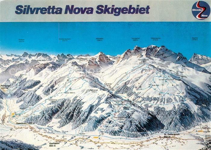 Gaschurn Vorarlberg uebersichtkarte Silvretta Nova Skigebiet im Montafon