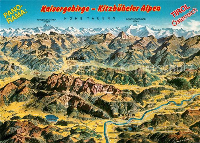 Kaisergebirge Kitzbueheler Alpen Panorama von Prof. Berann aus der Vogelperspekt