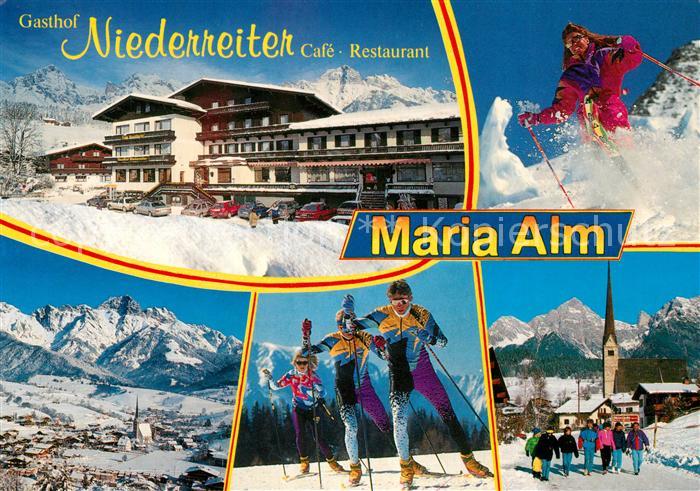 Maria Alm Steinernen Meer Gasthof Niederreiter Kirche Wintersportplatz Alpen Ski