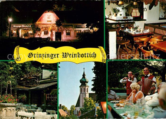 Wien Heurigenrestaurant Grinzinger Weinbottich Hausmusik Kirchturm