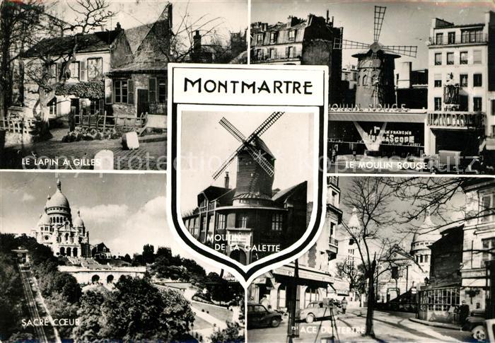 Montmartre Paris Lapin a Gilles Moulin de la Galette Le Moulin Rouge Sacre Coeur