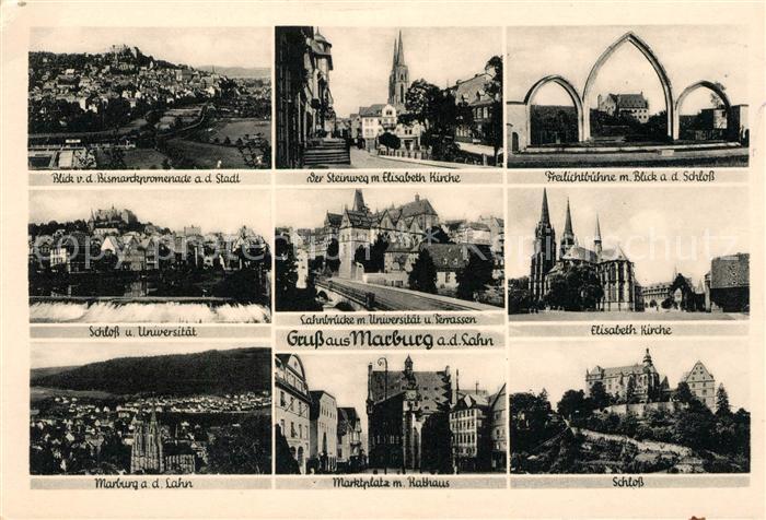 Marburg Lahn Stadtblick Steinweg Elisabeth Kirche Freilichtbuehne Schloss Uni La