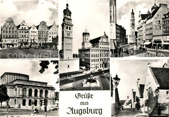 Augsburg Maximilianstrasse Stadttheater Rathaus Perlachturm Fuggerei