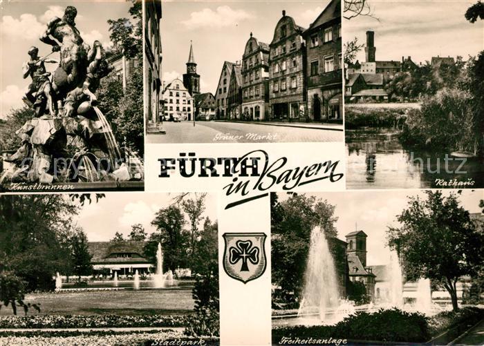 Fuerth Bayern Kunstbrunnen Gruener Markt Rathaus Stadtpark Freiheitsanlage