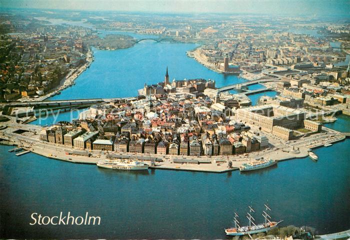 Stockholm Flygbild med Gamla Stan Slottet och Stadshuset