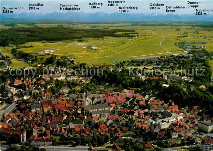 Kaufbeuren Fliegeraufnahme mit Tiroler und Allgaeuer Hochgebirge