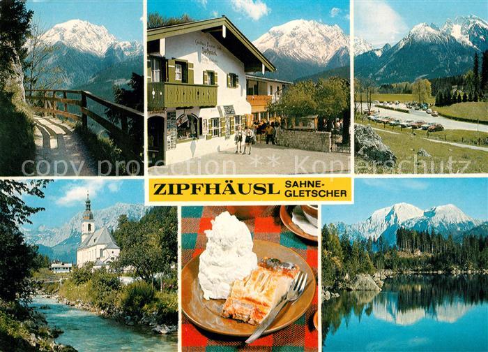Ramsau Berchtesgaden Berggasthof Pension Zipfhaeusl Sahnegletscher Kirche Bergse