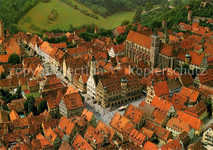 Rothenburg Tauber Historischer Stadtkern Rathaus St Jakobskirche Fliegeraufnahme