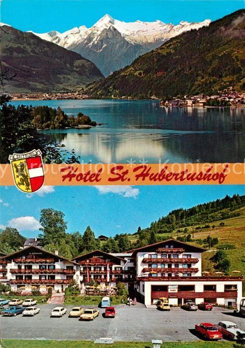 Thumersbach  Hotel St Hubertushof Blick ueber den See zum Kitzsteinhorn Hohe Tau