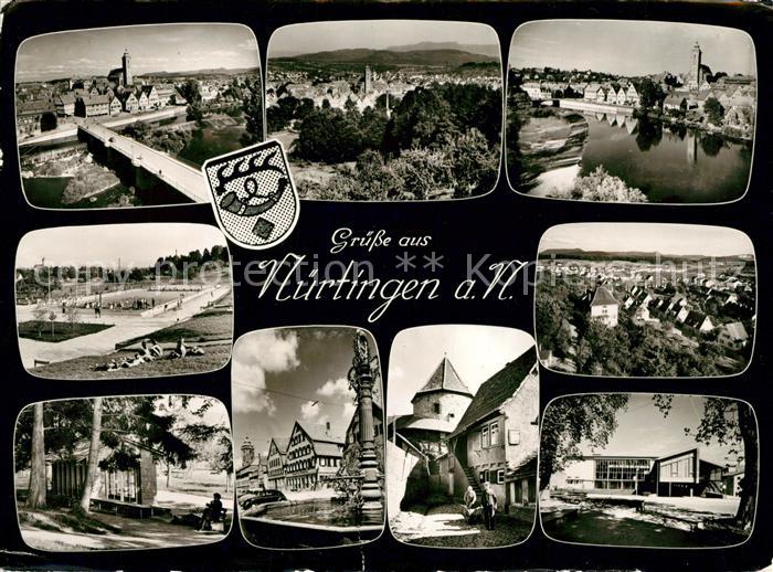 Nuertingen Teilansichten Freibad Neckar Bruecke Altstadt Brunnen Bromsilber