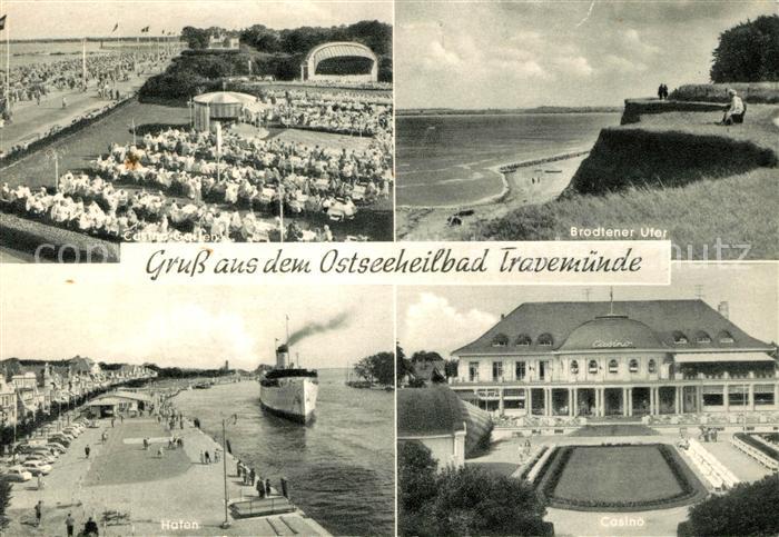 Travemuende Ostseebad Strandpromenade Konzertpavillon Kueste Hafen Dampfer Casin