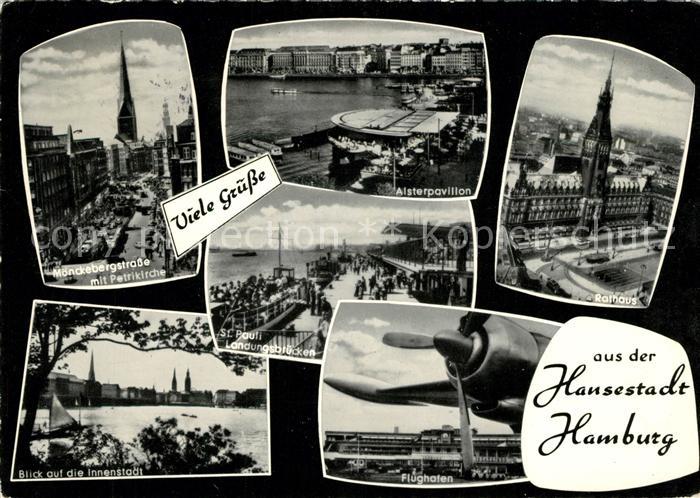 Hamburg Moenckebergstrasse Petrikirche Alsterpavillon Rathaus Innenstadt Flughaf