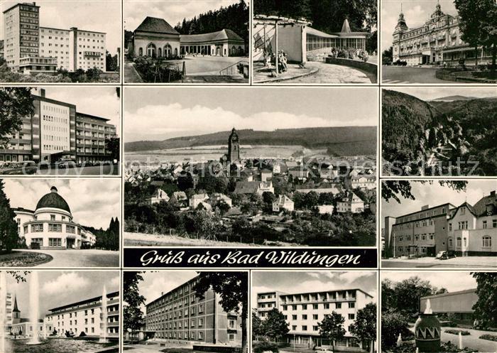 Bad Wildungen Teilansichten Kurhaeuser Ortsansicht mit Kirche