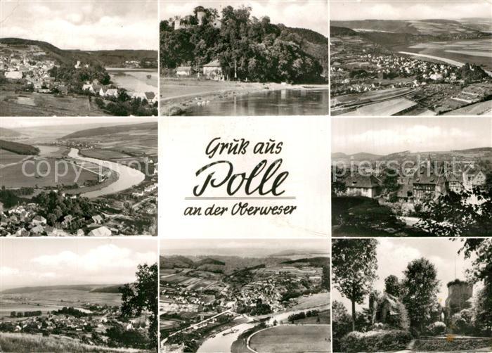 Polle Oberweser Landschaftspanorama Wesertal Teilansicht Turm