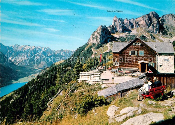 Erfurterhuette Berghuette mit Rotspitze Rofangebirge Alpenpanorama