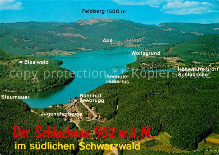 Schluchsee Fliegeraufnahme mit Feldberg und Seebrugg