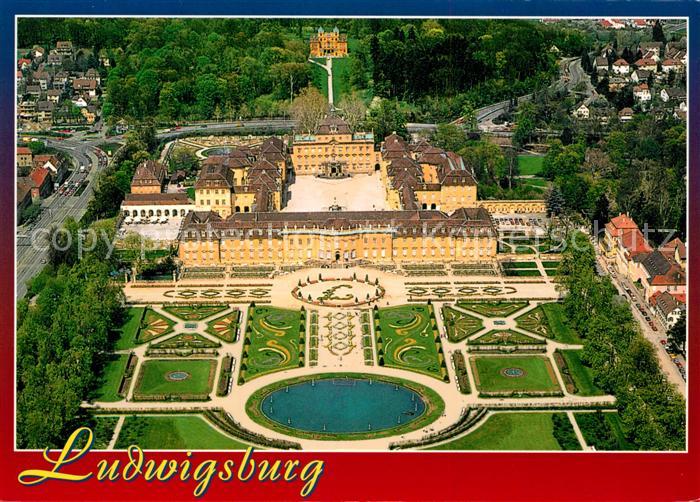 Ludwigsburg Wuerttemberg Residenzschloss mit Schloss Favorite Fliegeraufnahme