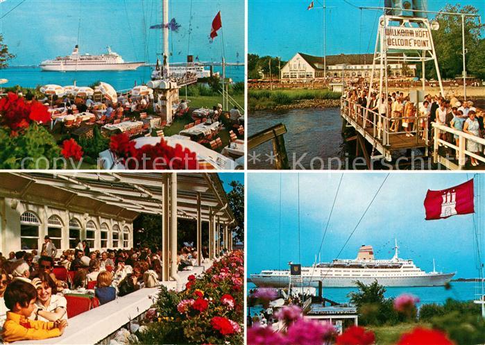 Hamburg Schiffsbegruessungsanlage Willkommhoeft am Schulauer Faehrhaus