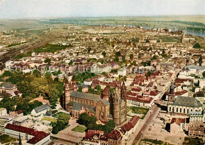 Worms Rhein Fliegeraufnahme